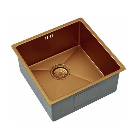 Ellsi Elite Single Bowl Inset or Undermounted Stainless Steel Kitchen Sink & Waste Copper