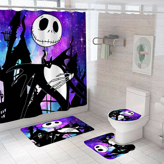 Fancy Puppet Halloween Shower Curtain Sets, Generic Halloween Bathroom Decor Set 71 inch x 71 inch - Shower Curtain with Mat, Toilet Lid Cover, Bath