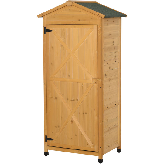 74x55x155cm Garden Storage Shed Cabinet 2 Shelves Hooks Lock Yellow - Yellow - Outsunny