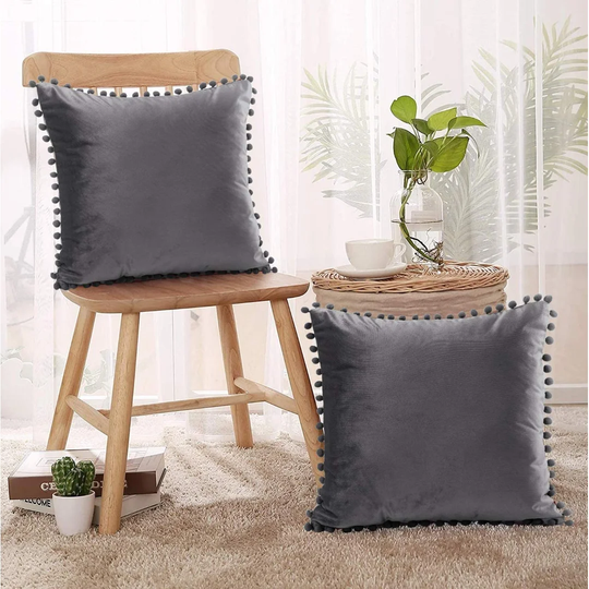 Blanca Pom Pom Velvet Cushion Cover