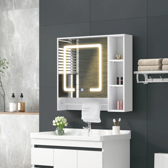 Kristell 74cm x 70cm Surface mount Mirror Cabinet with Lighting