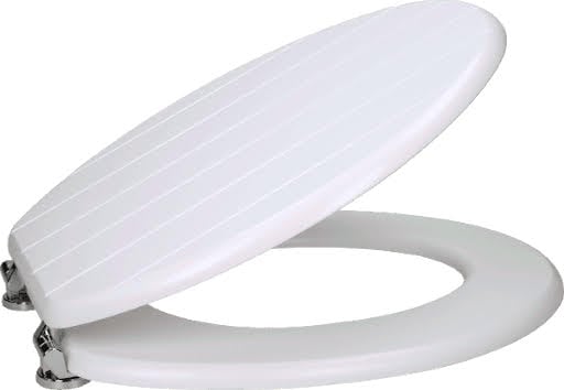 Ceramica Grooved Round Wooden Toilet Seat - Bottom Fix Matt White