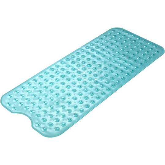 40 x 16In Non-Slip Shower Mats with Suction Cups and Drain Holes, Machine Washable, Clear Green