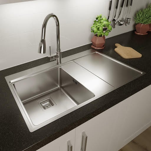 Sauber 1.0 Stainless Steel Square Inset Kitchen Sink - RH Drainer & Waste