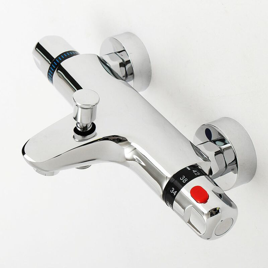 Thermostatic Shower Mixer Tap Bathroom Wall Valve Solid Chromed Brass