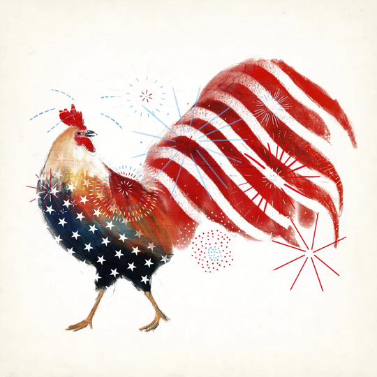 Rooster Fireworks I by Victoria Borges - Wrapped Canvas Painting