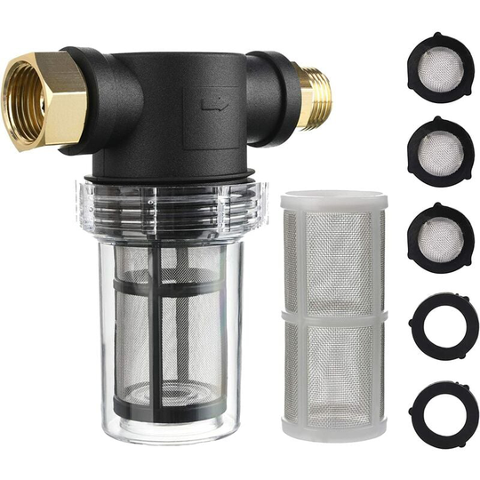 Gift - Garden Hose Filter for Pressure Washer Water Inlet, Sediment Inline Filter, 40 Mesh Screen, Extra 100 Mesh