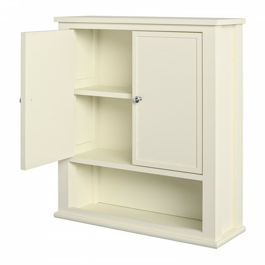 Franklin Bathroom Wall Cabinet With 2 Doors And Open Shelf White By Dorel