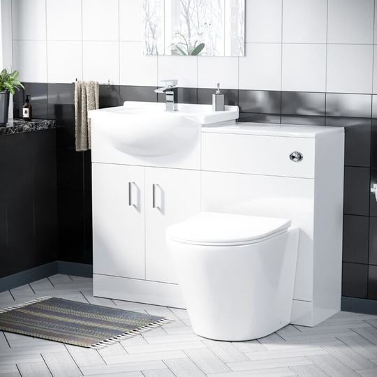 Neshome - Dyon 550mm White Vanity Sink Unit, Cloakroom Basin & btw Toilet wc