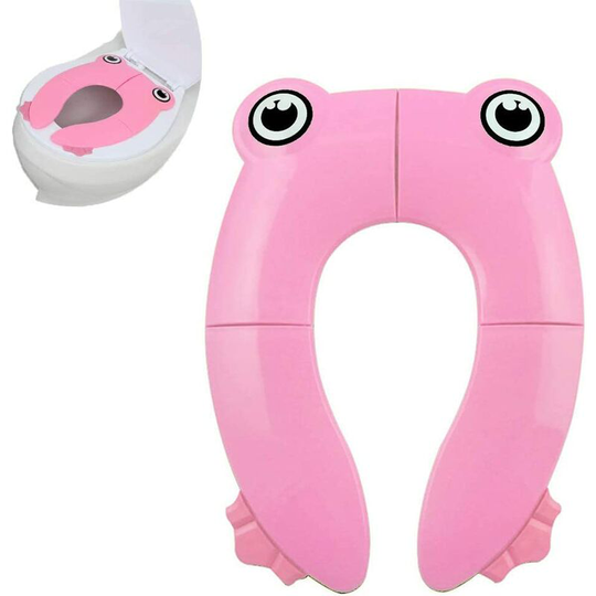 Reducer wc Foldable Travel Child Baby Toilet Section for Baby Comfort pp Hardware With 4 Silicone Non-Slip Skates and 1 Transport Bag - Pink