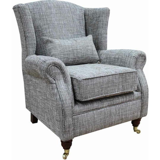 Wing Chair Fireside High Back Armchair Vita Silver Fabric