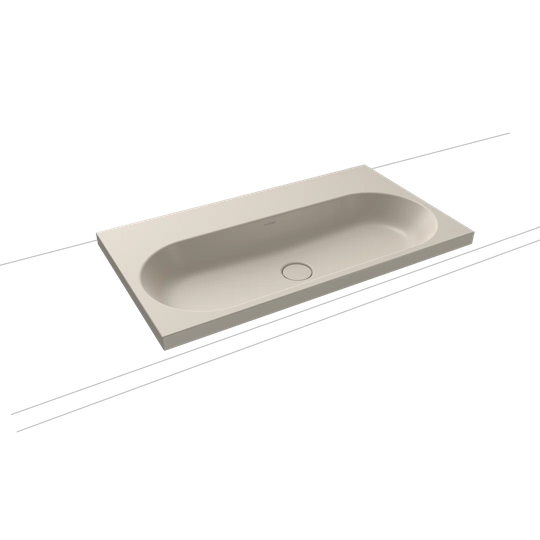 Warm Grey Steel Enamel Rectangular Inset Bathroom Sink