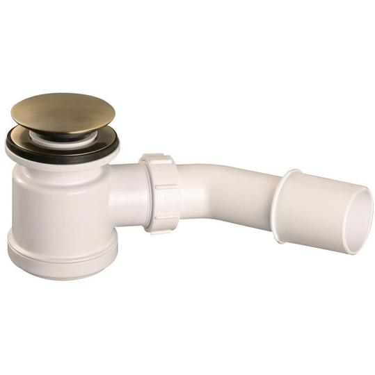 Shower Tray Click-Clack Drain Waste Trap 50mm Antique Brass Cap Easy Cleaning