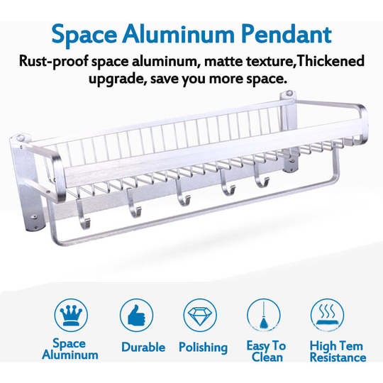 2 Tier Kitchen Bathroom Shelf Rack Organizer Wall Storage Rack Basket Towel Rack Bathroom Shelf Bathroom Organization (Towel Rack)