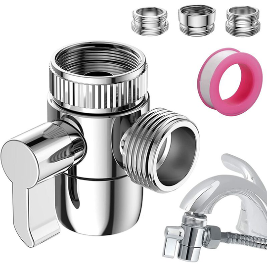 Way Shower Diverter Valve Hand Shower Diverter Valve Stop Valve for Kitchen or Bathroom with Faucet Adapter M22-M24, M22-G1/2"