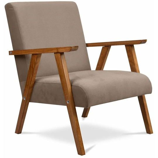 Odi upholstered Scandinavian style armchair - Fabric Taupe Beechwood, Fabric - Taupe