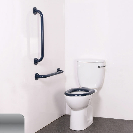 Nymas - NymaPRO Close Coupled Ambulant Doc m Toilet Pack with Stainless Steel Grab Rails - Satin