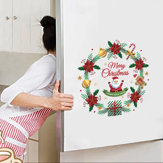 3 pack, 3 styles, Christmas wreath, window sticker, self-adhesive pvc, creative graffiti, window, party glass, door sticker, shop decoration sticker