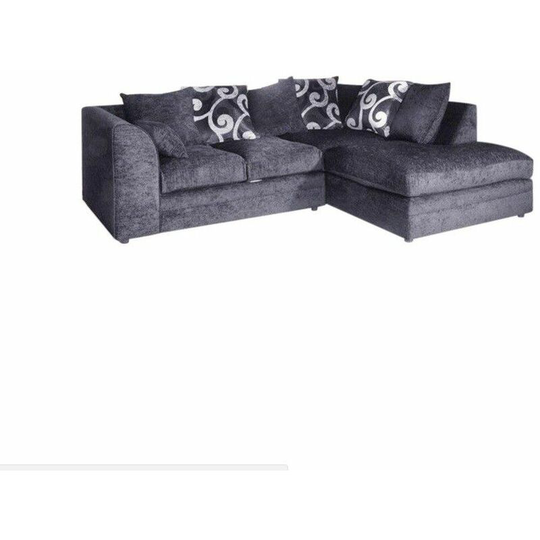 Zina Right Hand Facing Chenille Fabric Corner Sofa - Grey