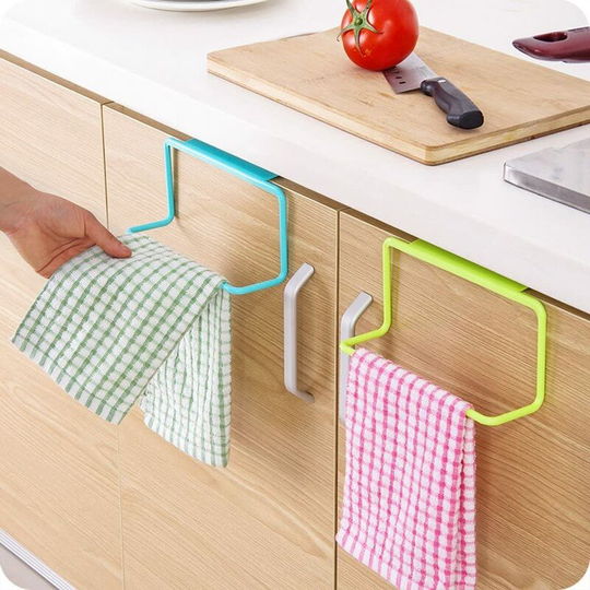 Towel Holder,Towel Rack Hanging Holder Organizer Bathroom Kitchen Cabinet Cupboard Hanger (Green)-Green