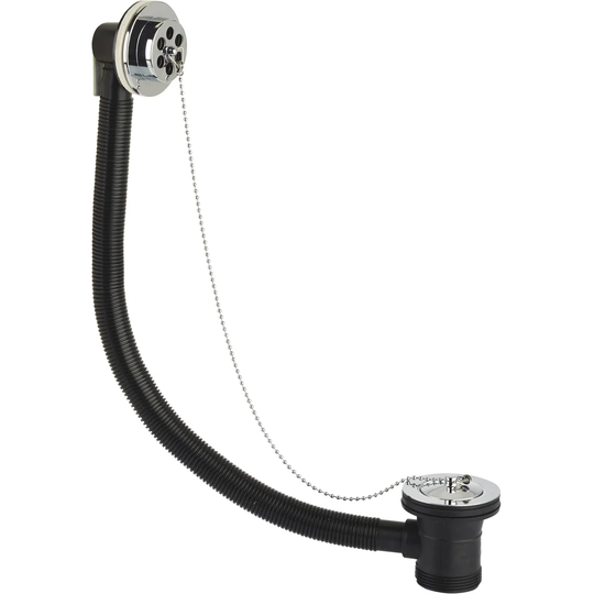 Bath 7cm Chain and Stopper Waste Tub Drain With Overflow