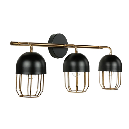 Dorrianne 3 - Light Dimmable Black/Gold Armed Sconce