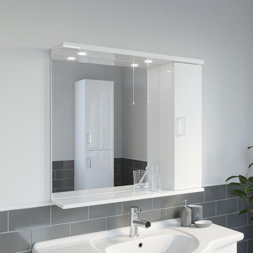Essence White Gloss Mirror with Light - 850mm Width