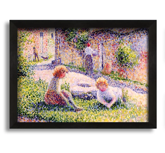 Pissarro Children on a Farm - Picture Frame Painting on Canvas