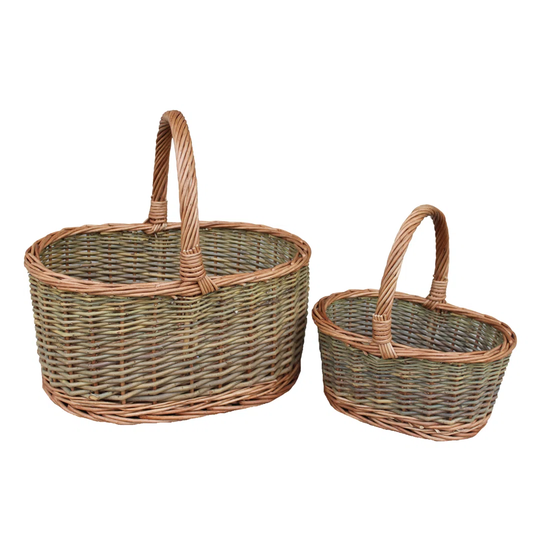 Country Oval Wicker 2 Piece Basket Set