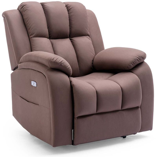 More4homes - brookline electric fabric auto recliner armchair gaming usb lounge sofa chair mocha - Mocha