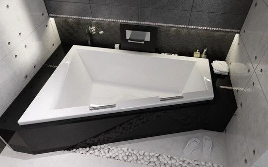Large Acrylic Corner Bathtub RIHO DOPPIO 180X130 Cm With 2 Integrated Handles