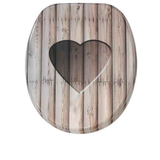 Wooden Heart Soft Close Toilet Seat