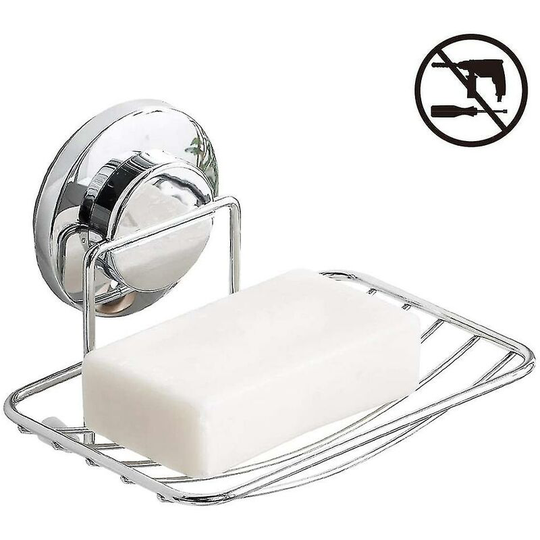 Sunflowergb - Stainless steel suction cup soap dish, bathroom kitchen drainer