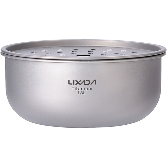 Lixada - 1.6L Titanium Tea Tray Bowl Tea Strainer Self-draining Bowl Fruit Drainage Plate for Home Camping Hiking Backpacking - 1.6L