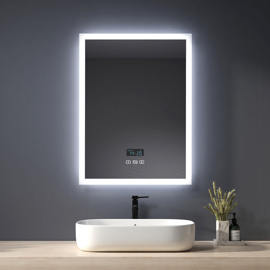 Heilmetz LED Bathroom Mirror 600 x 800mm Modern Illuminated Wall Mounted Mirror with Touch Switch + Demister + Buletooth