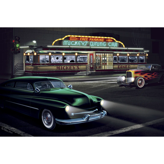 Diners and Cars II - Wrapped Canvas Graphic Art