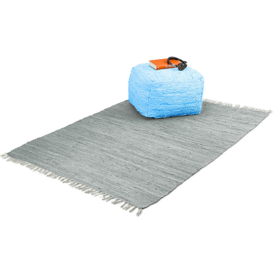 Flatweave rug, made of cotton, anti-slip, runner with tassels, floor rug, size 120 x 180 cm, grey - Relaxdays