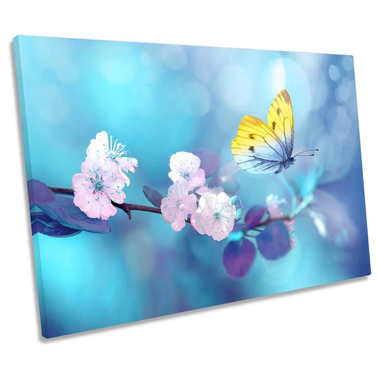 Beautiful Butterfly Flowers Floral - Wrapped Canvas Photograph