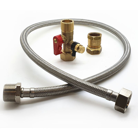 Unbranded - Expansion Vessel Hose 3/4' m to 3/4' f + 3/4' to 22mm Compression fitting Adaptor + 3/4' Service Valve - Kit