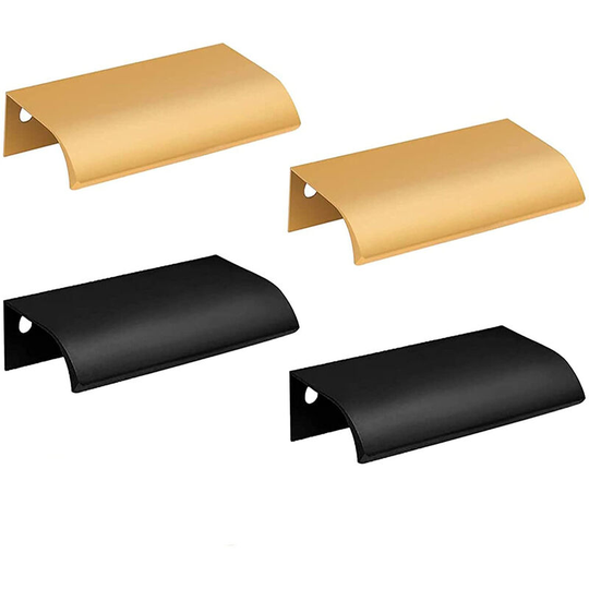 4 Pcs Two Tone Hidden Cabinet Handles, Portable Cabinet Handles, Kitchen Cabinet Handles, Door Handles, Curved Kitchen / Bedroom / Door Cabinet