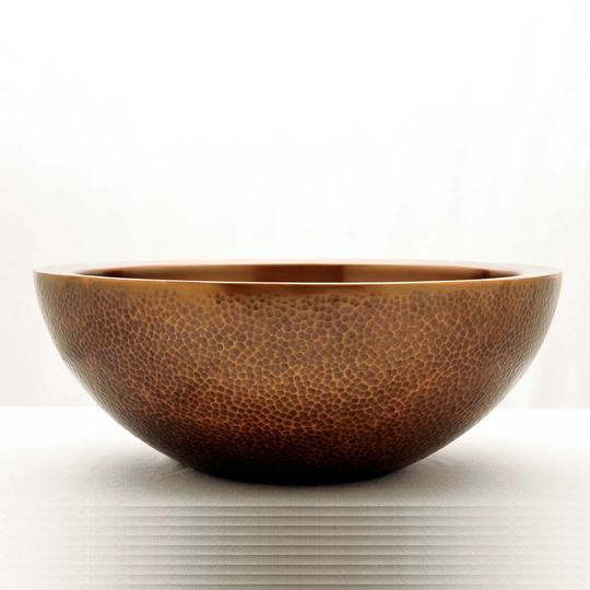 Lavalley Orange Copper Handmade Circular Countertop Basin Bathroom Sink