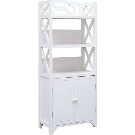 Bathroom Cabinet White 46x24x116 cm Paulownia Wood - White