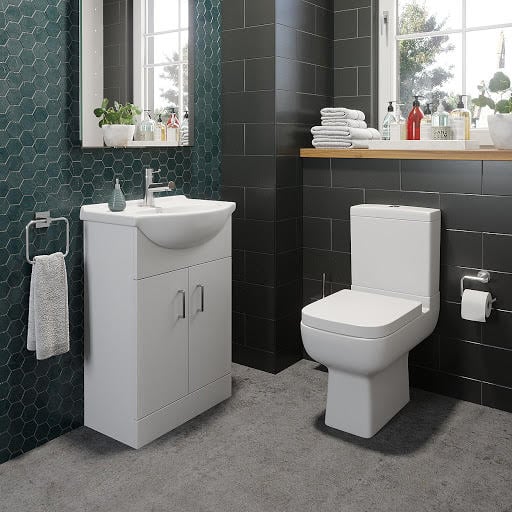 Amelie Close Coupled Toilet & Essence Vanity Unit 550mm