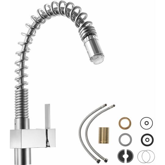 Faucet with led lighting - faucet tap, kitchen tap, kitchen mixer tap - silver