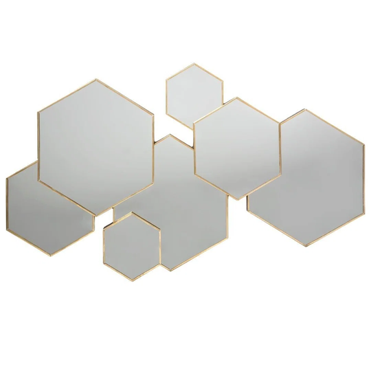 Ilia Hexagon Metal Framed Wall Mounted Accent Mirror in Gold