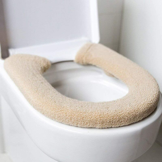 Thick Toilet Seat Cover - Antibacterial - Warm, Universal - Beige