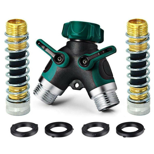 2 Way y Hose Splitter Connector, y Water Hose Valve Connector Adapter, Garden Hose Splitter Metal Body with Smooth Rubberized Grip for Gardens,
