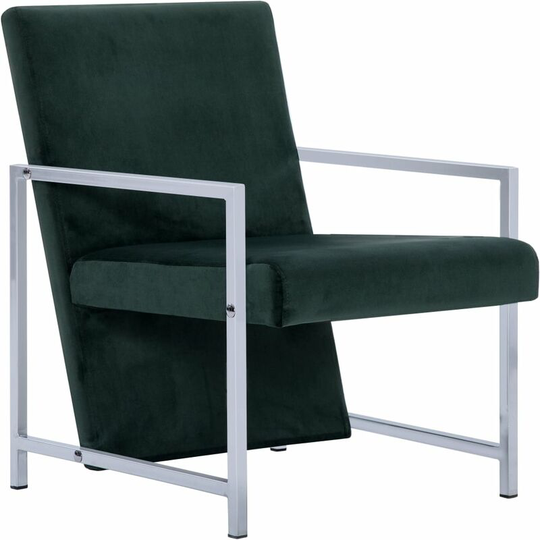 Armchair with Chrome Feet Dark Green Velvet vidaXL - Green
