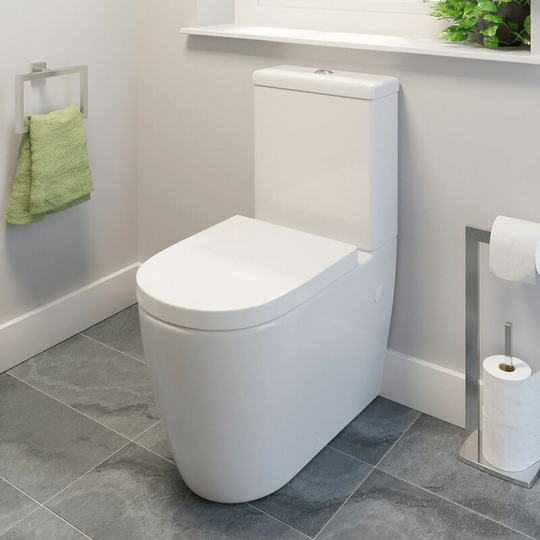 Affine - Modern White Bathroom Toilet Round Pan Ceramic Soft Close Seat wc Close Coupled - White