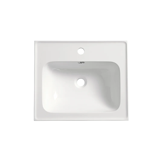 White Stone Rectangular Bathroom Sink with Overflow